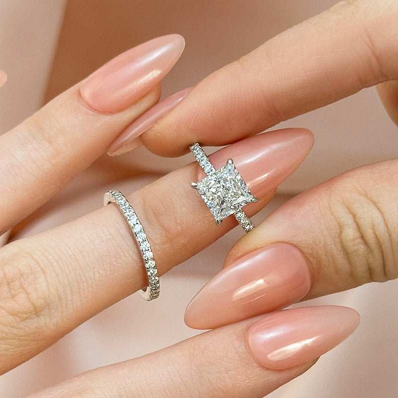 Moissanite 2.0Ct Princess Cut Diamond Wedding Set