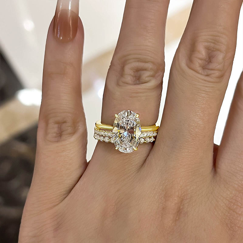 925 Sterling Silver Oval Cut Sona Simulated Diamond Wedding Band