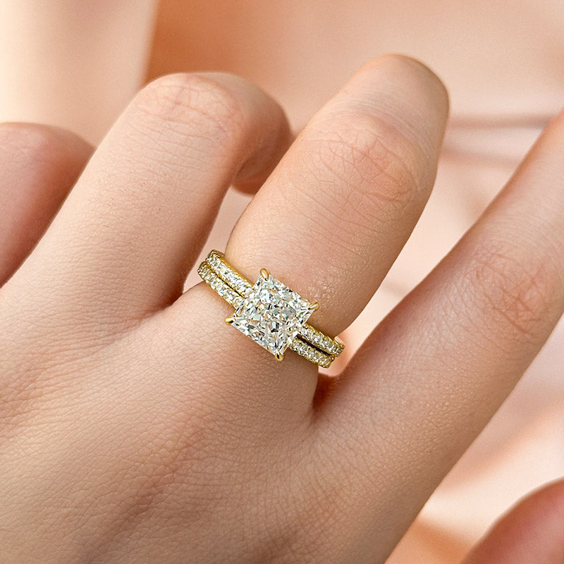 Moissanite 2.0Ct Princess Cut Diamond Wedding Set
