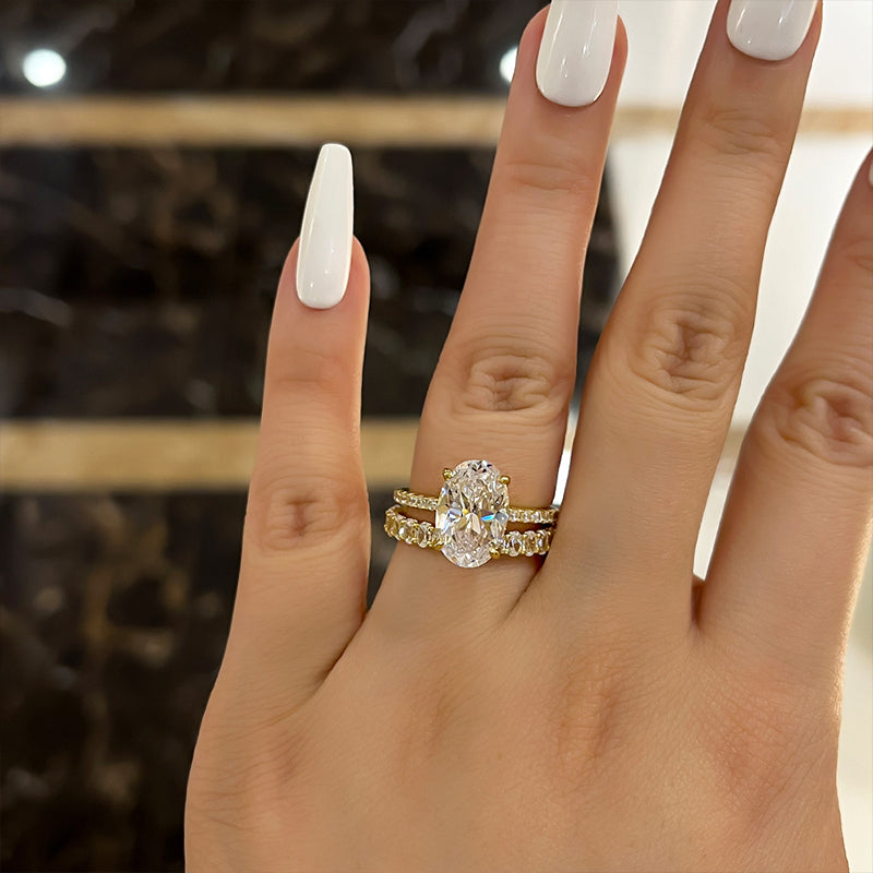 4.0ct Oval Cut Diamond Wedding Set - Dual Gold Plated