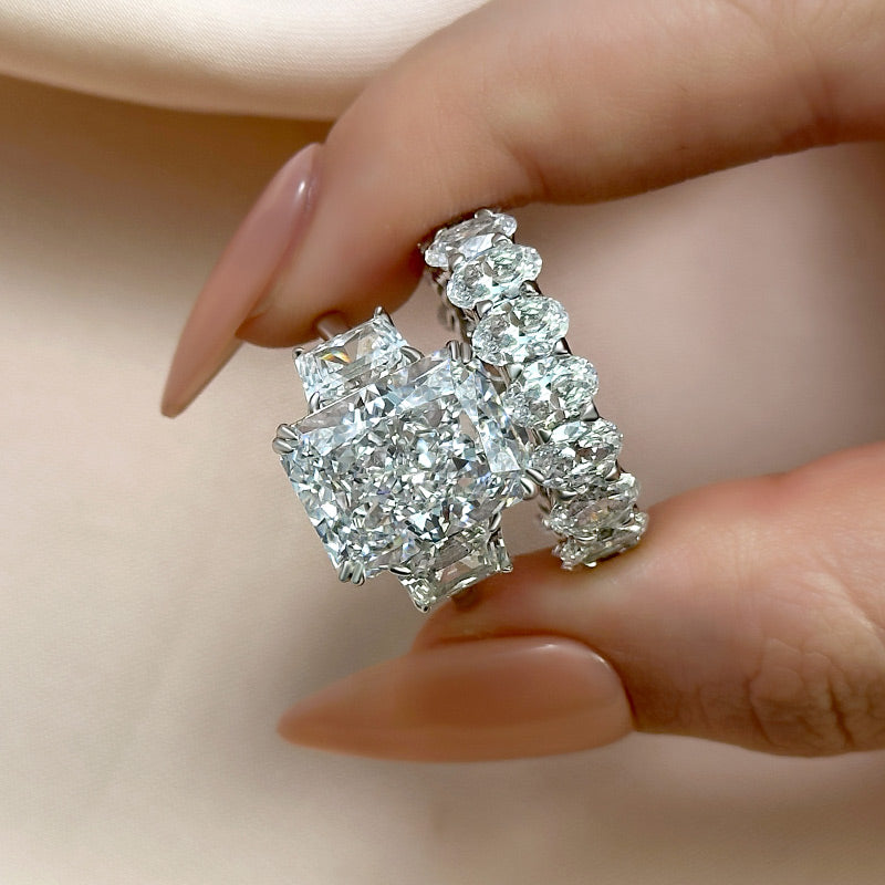 9.0ct Radiant Cut Diamond Bridal Set - Dual Gold Plated