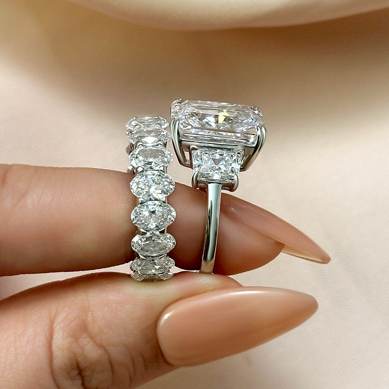 9.0ct Radiant Cut Diamond Bridal Set - Dual Gold Plated