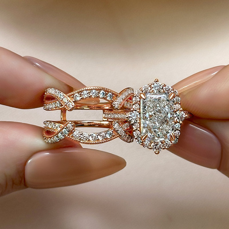 3ct Radiant Sona Diamond Wedding Band | 18K Gold Plated