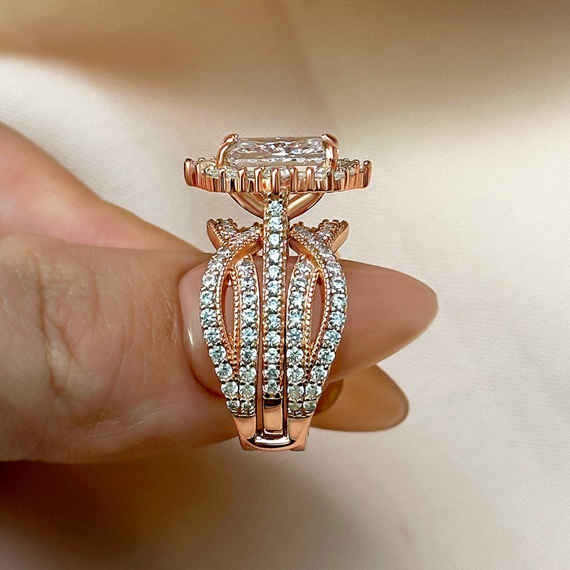 3ct Radiant Sona Diamond Wedding Band | 18K Gold Plated
