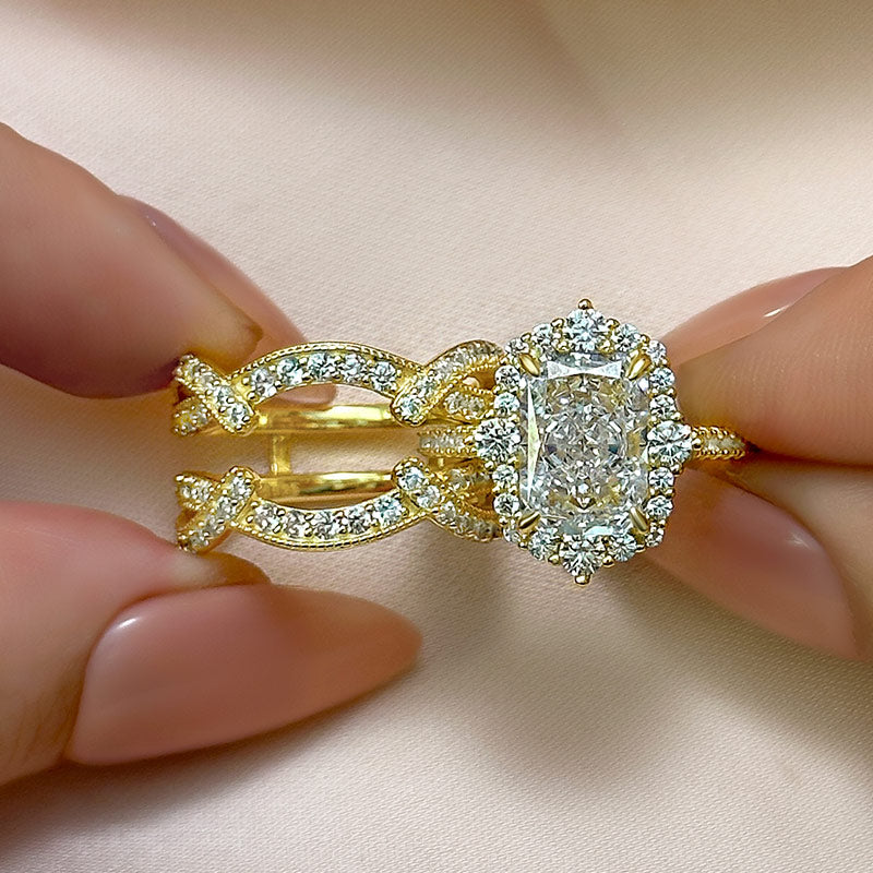 3ct Radiant Sona Diamond Wedding Band | 18K Gold Plated