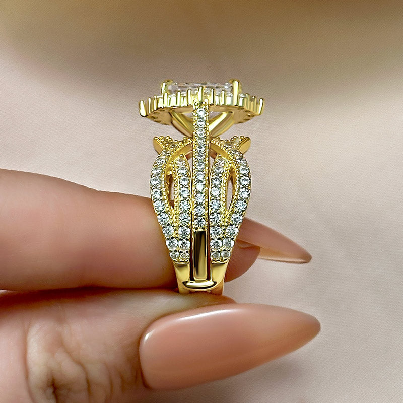 3ct Radiant Sona Diamond Wedding Band | 18K Gold Plated