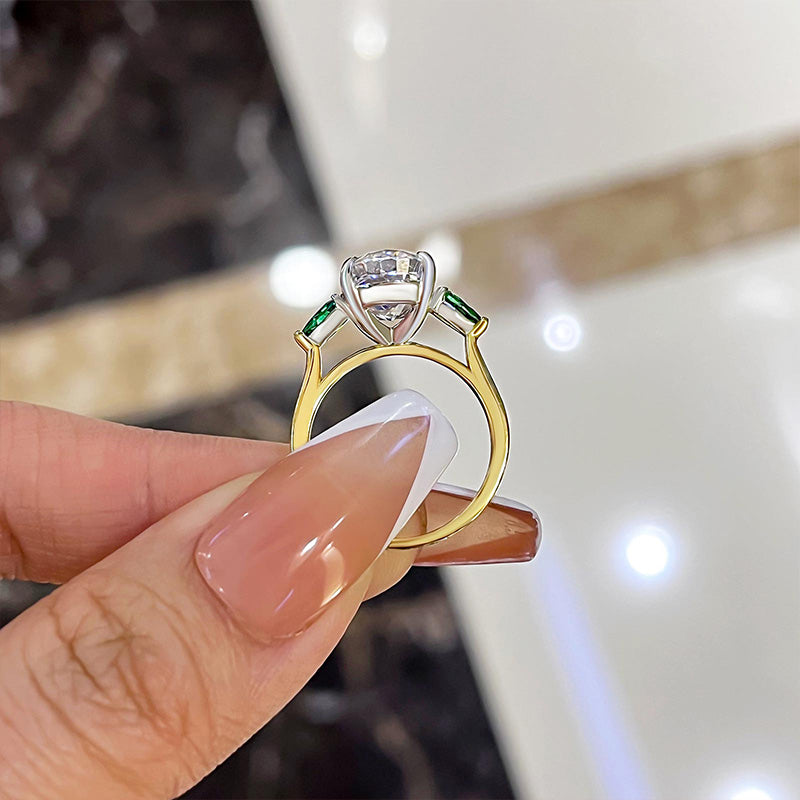 Vintage 4.0ct Oval Cut Three-Stone Ring - Two-Tone Gold
