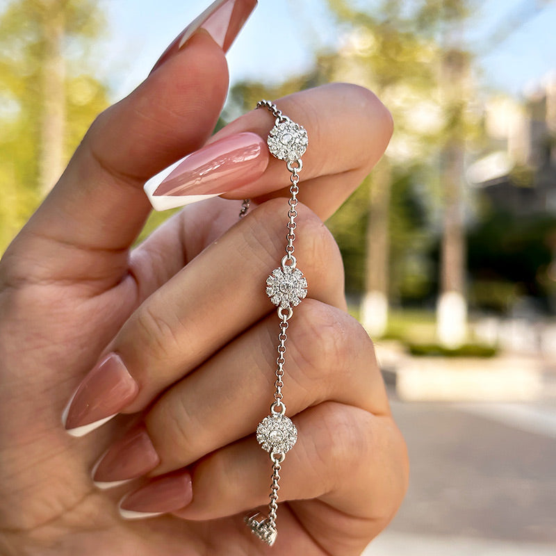 Classic Round-Cut Simulated Diamond Bracelet in White Gold