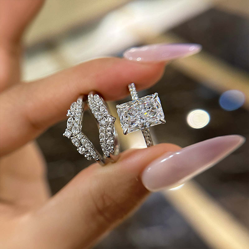 3.5Ct Radiant Cut Diamond Interchangeable Wedding Set