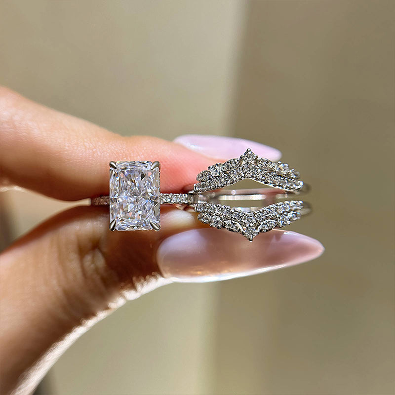3.5Ct Radiant Cut Diamond Interchangeable Wedding Set