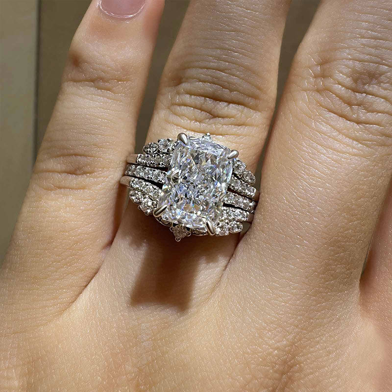 3.5Ct Radiant Cut Diamond Interchangeable Wedding Set
