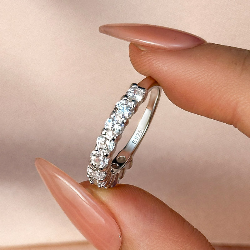 1.1Ct Round Cut White Simulated Diamond Sterling Silver Ring