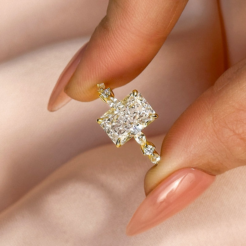 3.5 Carat Radiant-Cut Simulated Diamond Two-Tone Engagement Ring