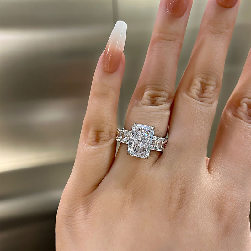 5 Carat Radiant-Cut Simulated Diamond Halo Engagement Ring