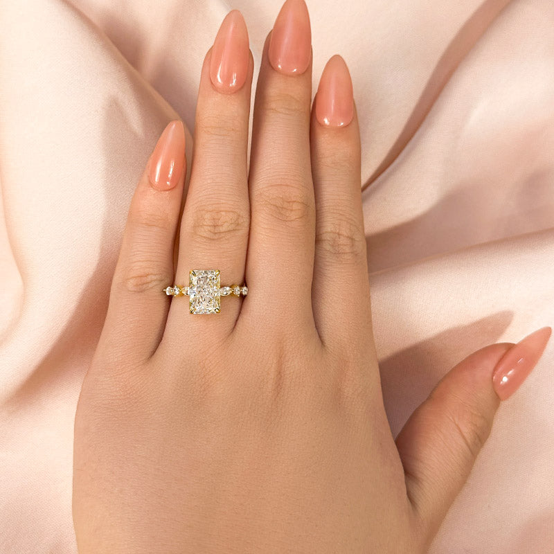 3.5 Carat Radiant-Cut Simulated Diamond Two-Tone Engagement Ring