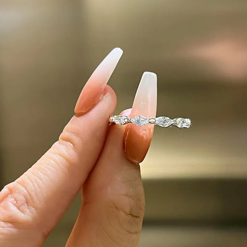 925 Silver Two-Tone 1ct Marquise Diamond Band