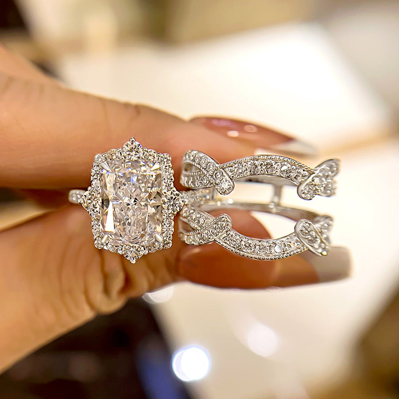 3ct Radiant Sona Diamond Wedding Band | 18K Gold Plated