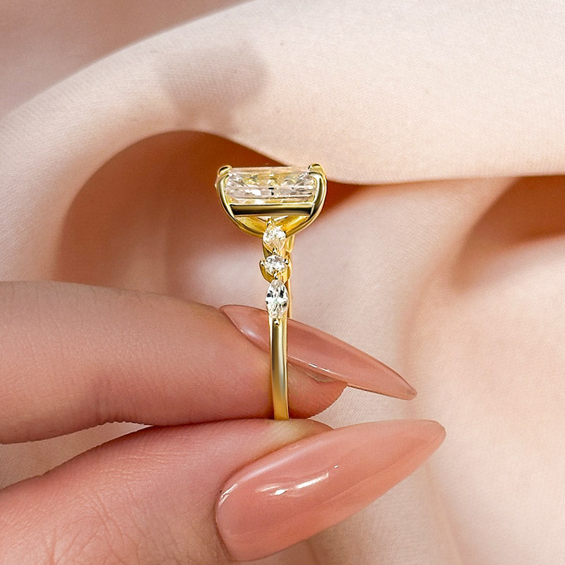 3.5 Carat Radiant-Cut Simulated Diamond Two-Tone Engagement Ring
