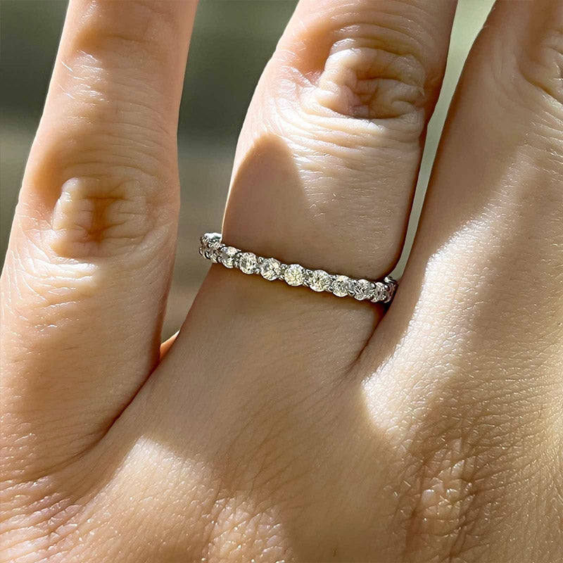 1Ct Round Cut Simulated Diamond Band 925 Silver White Gold