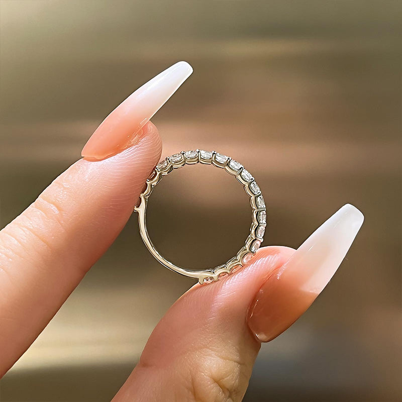1Ct Round Cut Simulated Diamond Band 925 Silver White Gold