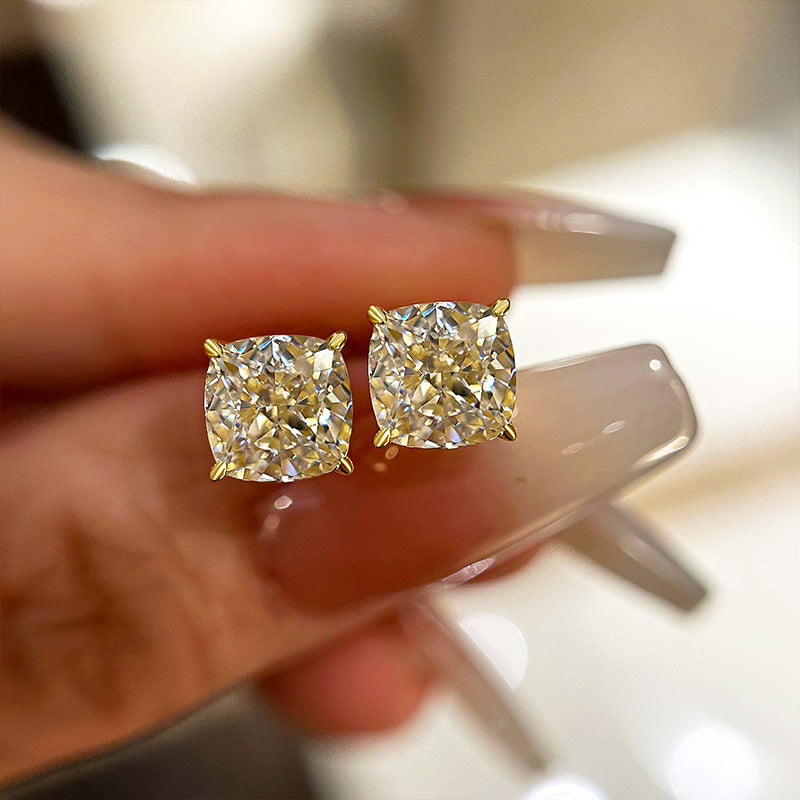 Cushion Cut Simulated Diamond Earrings in Sterling Silver
