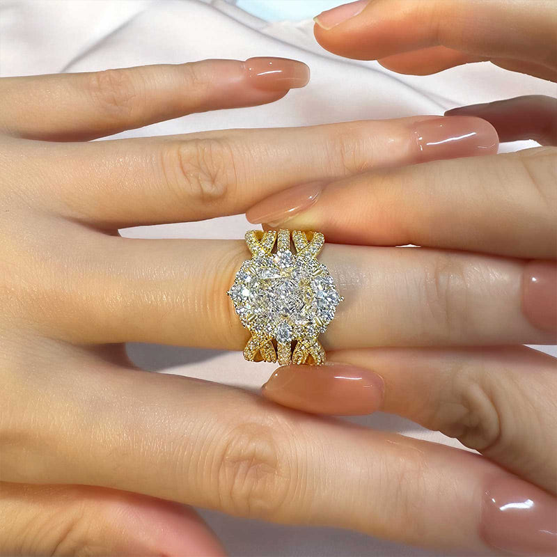 3ct Radiant Sona Diamond Wedding Band | 18K Gold Plated