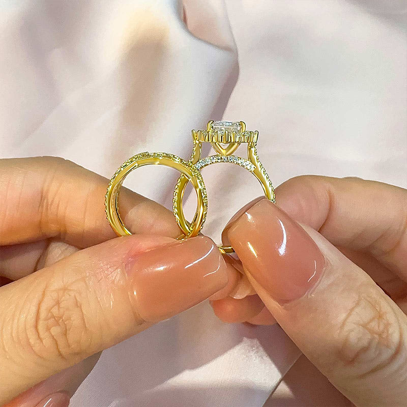 3ct Radiant Sona Diamond Wedding Band | 18K Gold Plated