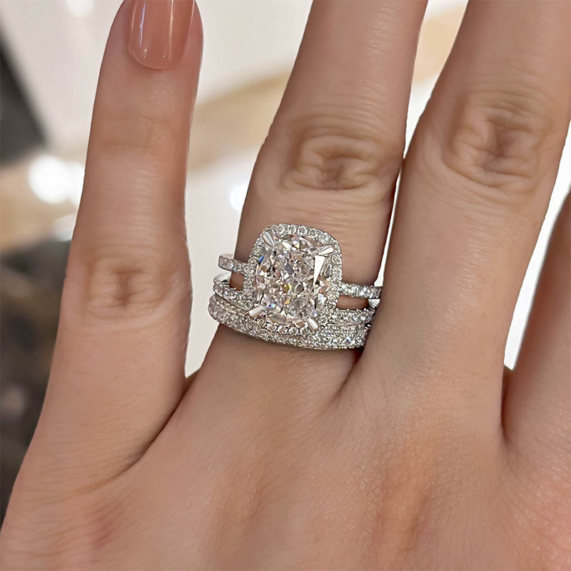 3.0ct Pear Cut 3PC Bridal Set - Dual Halo