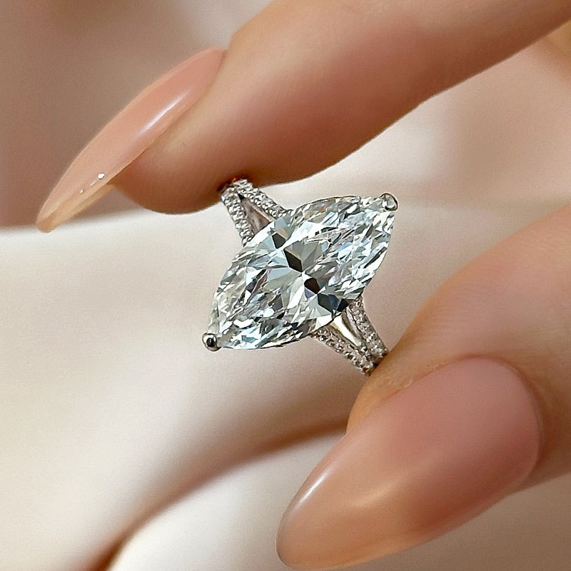 4 Carat Marquise-Cut Simulated Diamond Engagement Ring