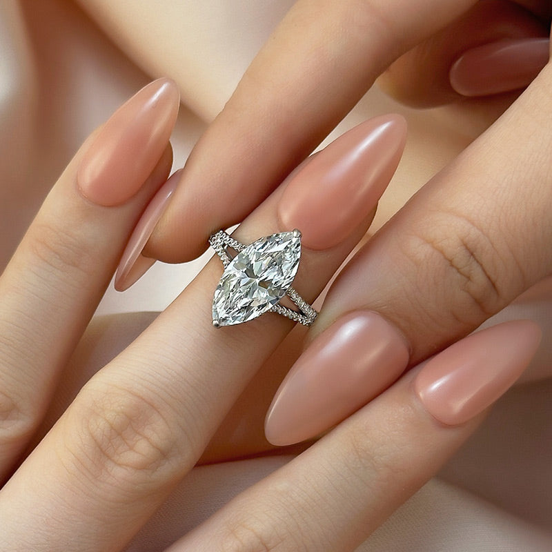 4 Carat Marquise-Cut Simulated Diamond Engagement Ring