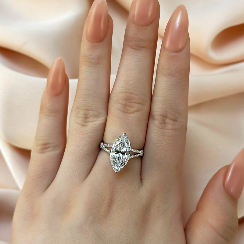 4 Carat Marquise-Cut Simulated Diamond Engagement Ring