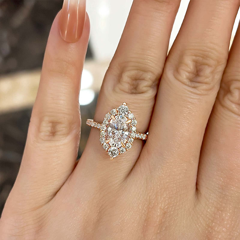 Eternal Love Oval Diamond Ring Set in Rose & White Gold