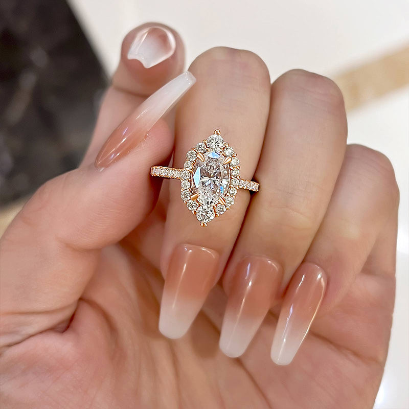 Eternal Love Oval Diamond Ring Set in Rose & White Gold