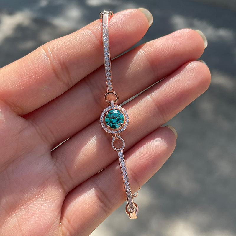 Romantic Rose Gold Round Cut Paraiba Tourmaline Bracelet