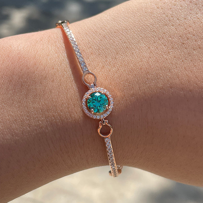 Romantic Rose Gold Round Cut Paraiba Tourmaline Bracelet