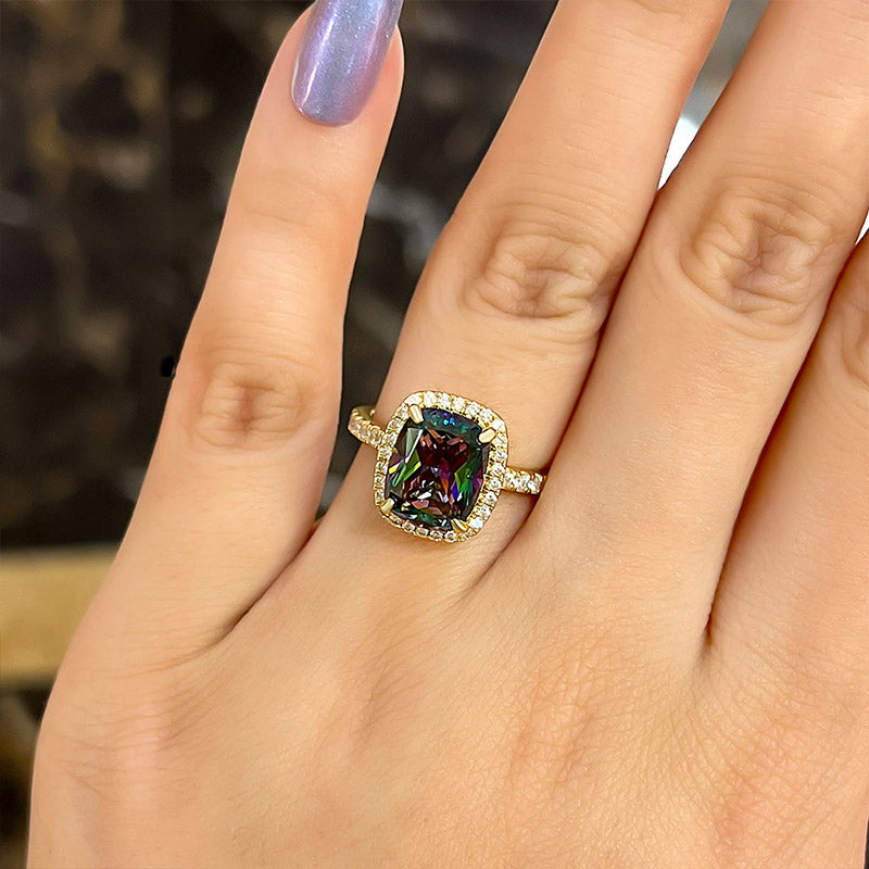 4.0Ct Cushion Cut Alexandrite Halo Ring