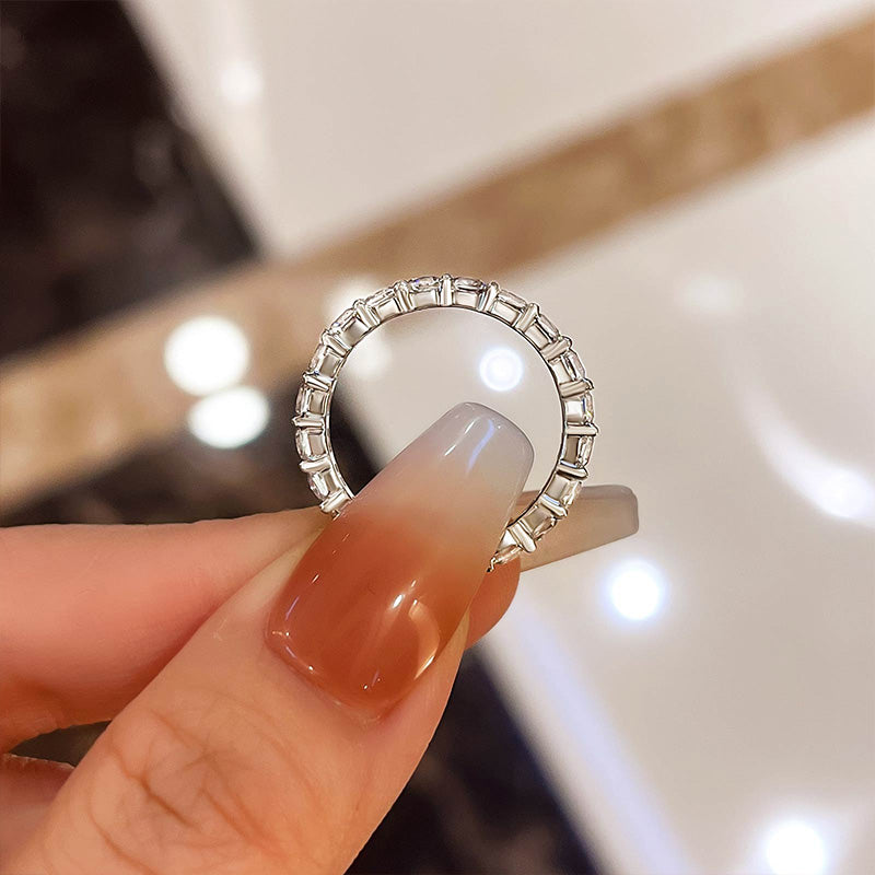 2.5CT Cushion Cut Simulated Diamond Band – Sterling Silver