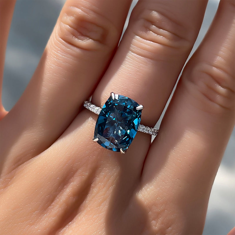 5.0 Carat Montana Blue Sapphire Cushion-Cut Engagement Ring