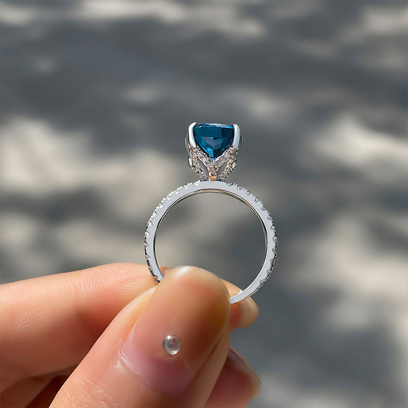 5.0 Carat Montana Blue Sapphire Cushion-Cut Engagement Ring