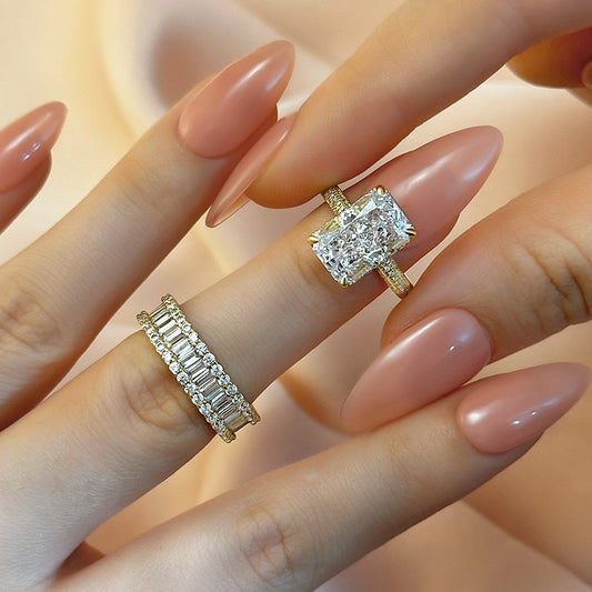 6ct Radiant Simulated Diamond Ring | Gold Plated | Aurogem