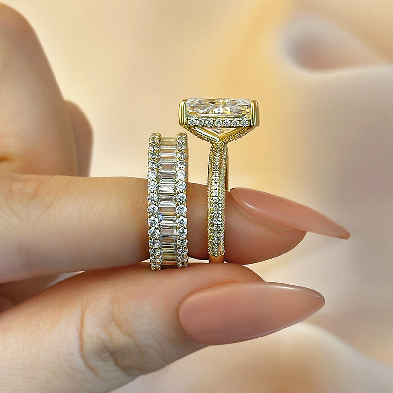 6ct Radiant Simulated Diamond Ring | Gold Plated | Aurogem