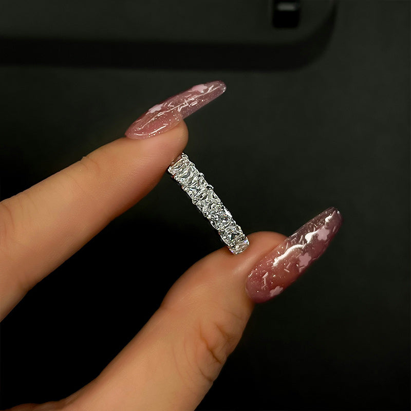 925 Silver Three-Tone 5ct Mixed Cut Diamond Wedding Band