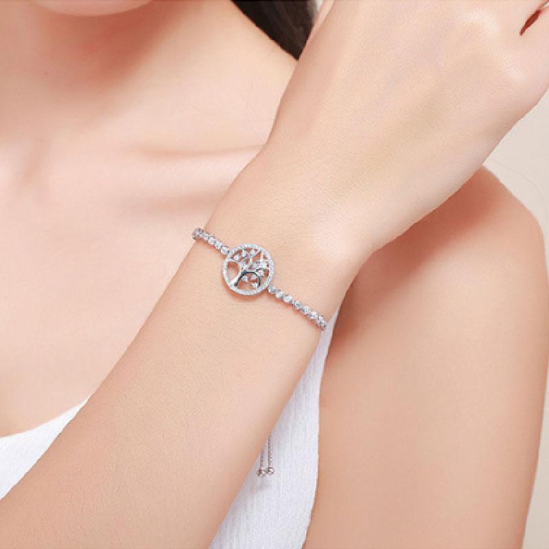 Adjustable Simulated Diamond Bracelet in White Gold