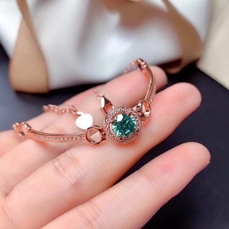 Romantic Rose Gold Round Cut Paraiba Tourmaline Bracelet