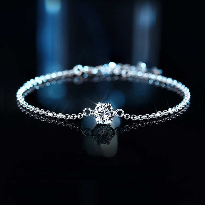 Luxurious Round-Cut Moissanite Bracelet with 18K White Gold