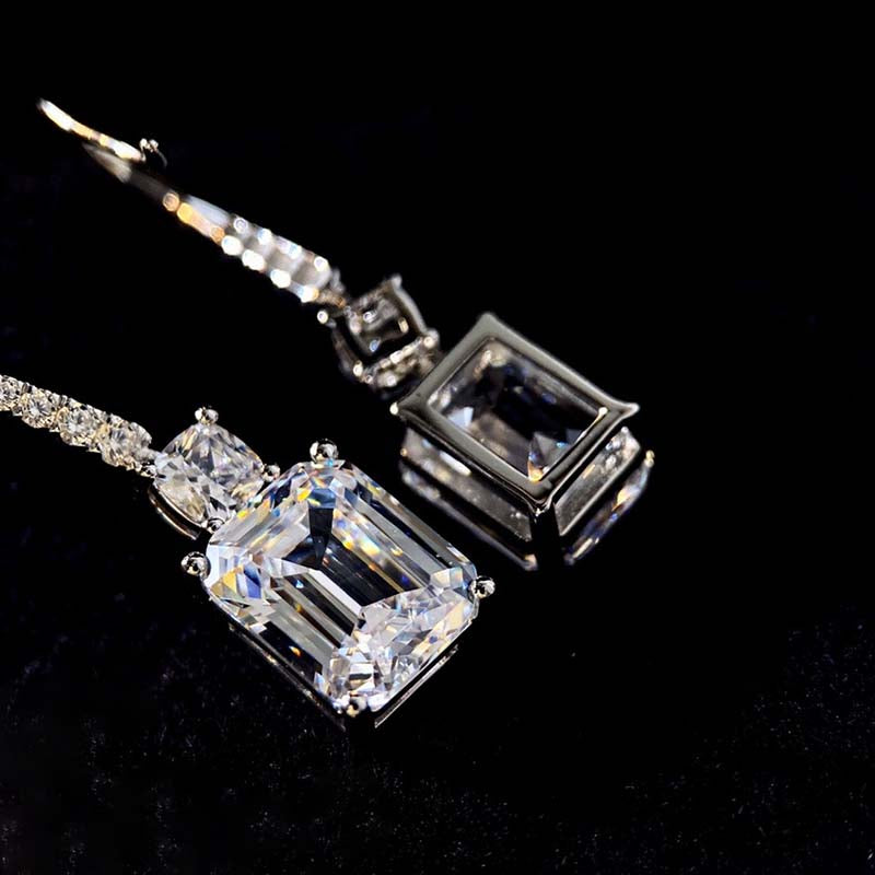 6.0 Carat Emerald Cut Simulated Diamond Earrings