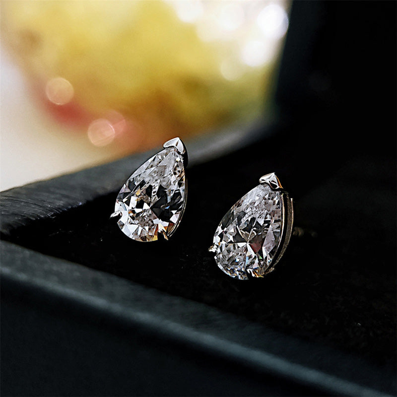 Pear Cut Simulated Diamond Earrings in Sterling Silver