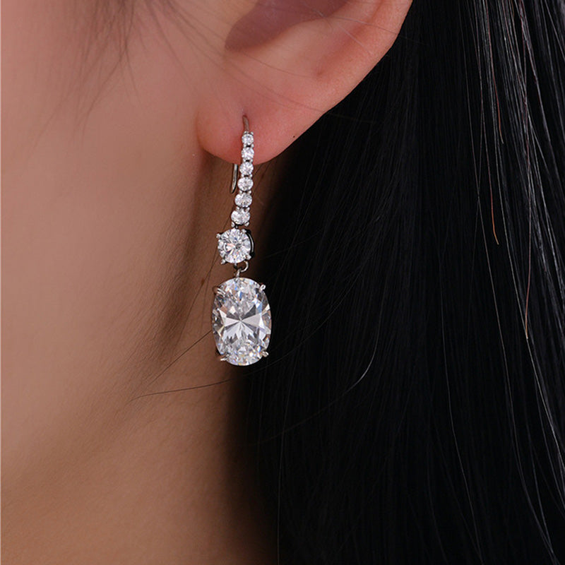 2.0 Carat Oval White Simulated Diamond Earrings