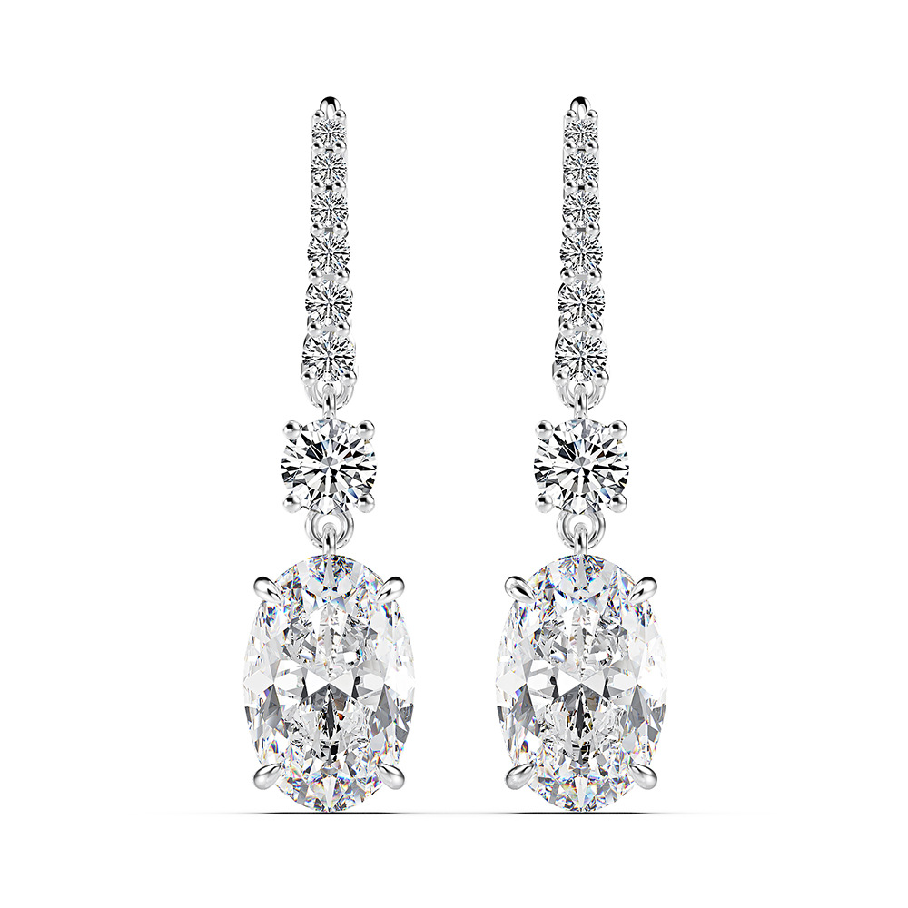 2.0 Carat Oval White Simulated Diamond Earrings