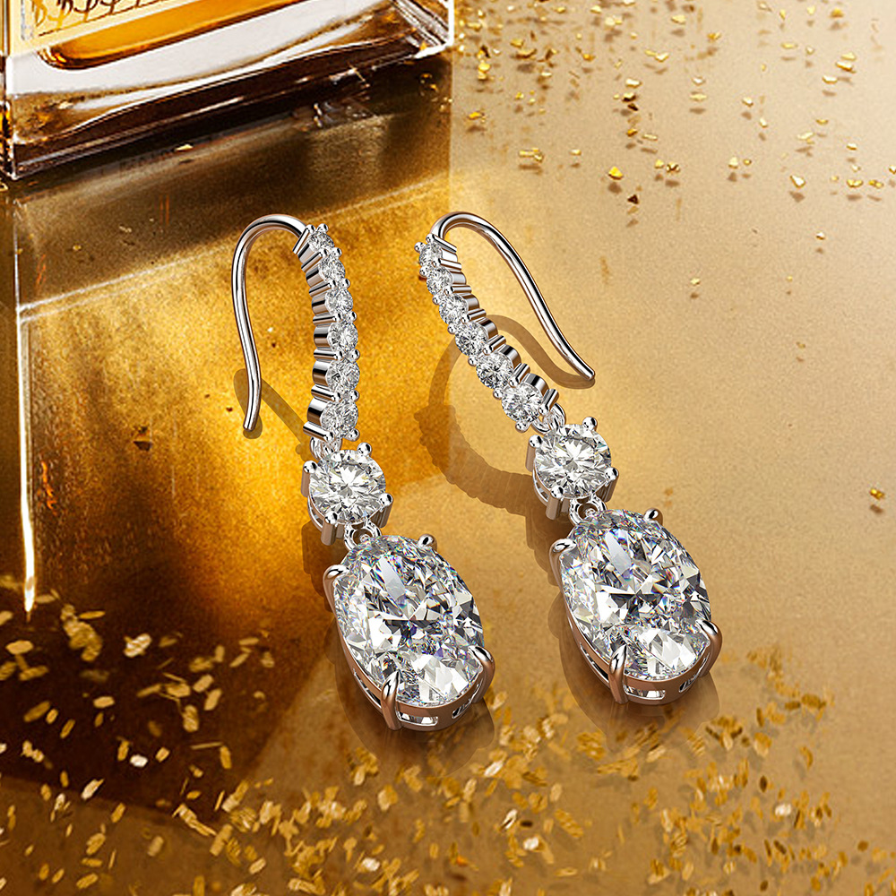 2.0 Carat Oval White Simulated Diamond Earrings
